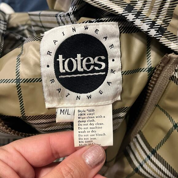 Totes Plaid Hooded Zip Up Raincoat Jacket - Picture 7 of 7